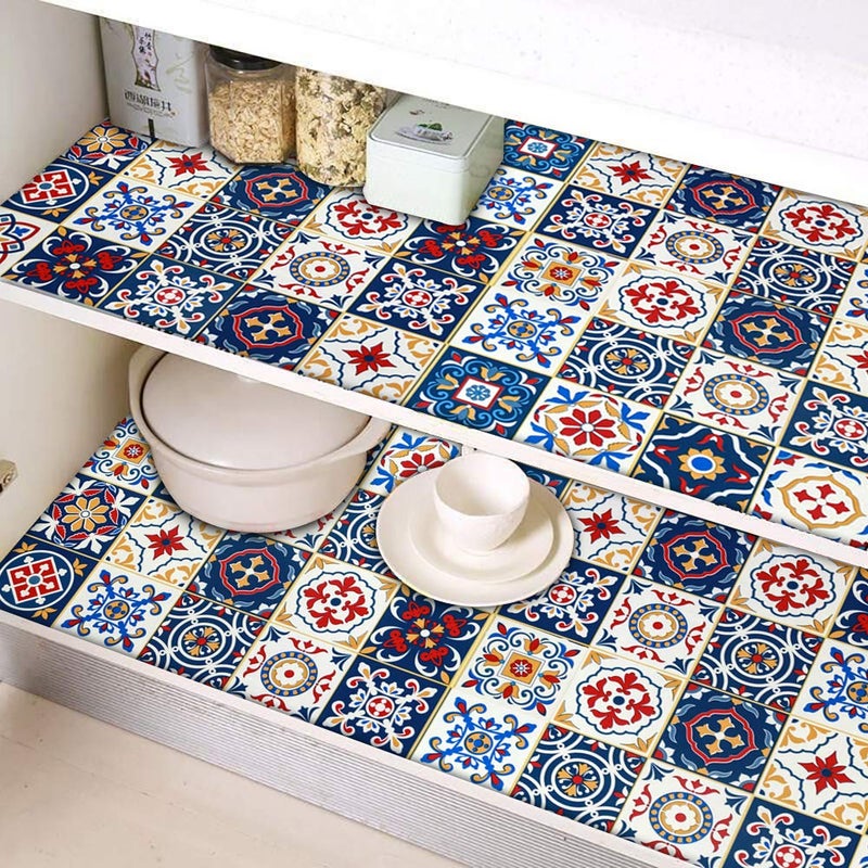Kitico 17.7" X118.1"Pattern Contact Paper Removable Peel and Stick Wallpaper Colorful Tile Self Adhesive Wallpaper Vinyl Waterproof Easy to Clean for Cabinets Countertop Kitchen Backsplash Shelf Drawer Liner - Image 3